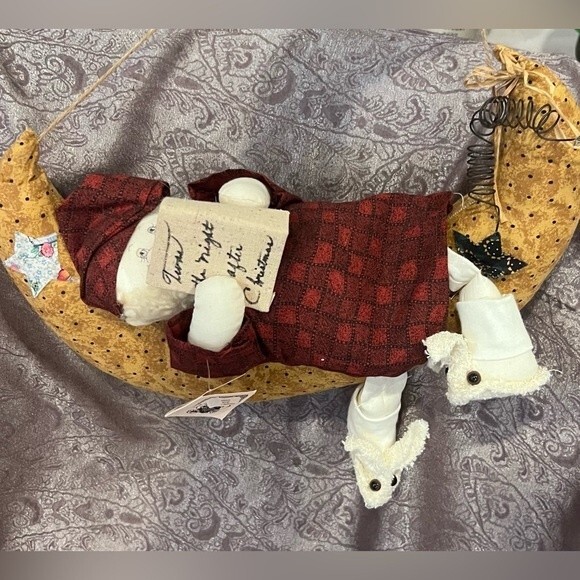 Vintage Santa Christmas Decoration Ozark Mountain Storybook Santa Crescent Moon - Picture 3 of 14